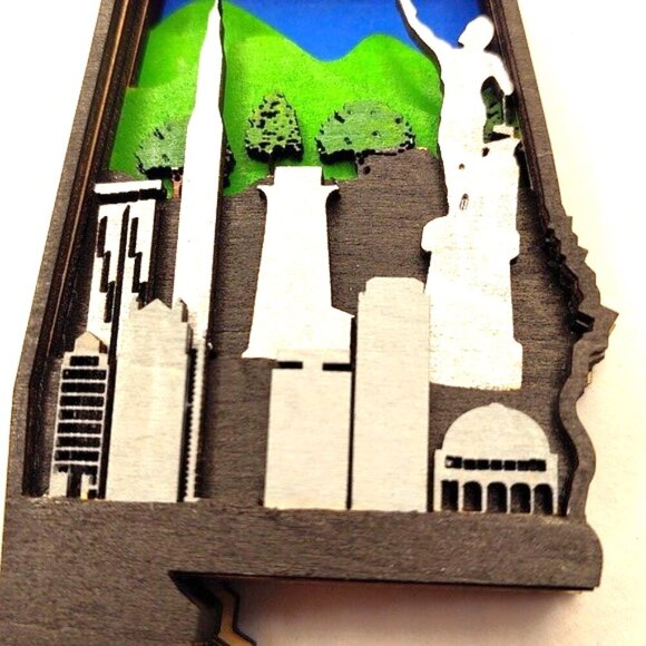 3D Laser cut multi-layered Alabama state magnet - Picture 3 of 4